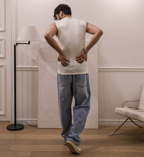 (L-5XL)<br>타노로니 带肋无袖衬衫 T023