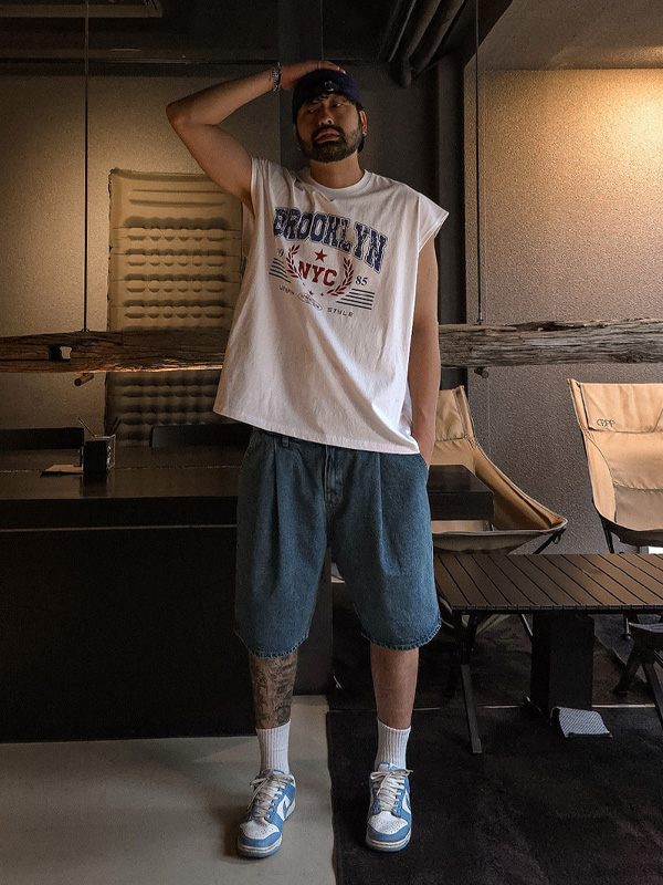 (XL-6XL)<br>투판도 百慕大 后松紧带 牛仔短裤 46