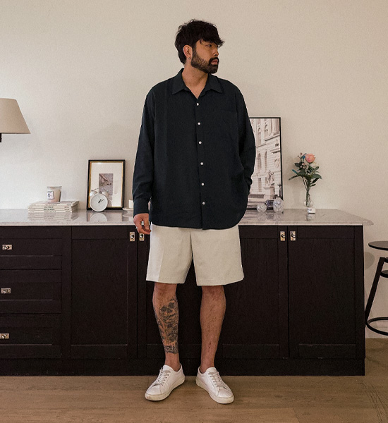 (L-5XL)<br>피아자노 亚麻衬衫 N006