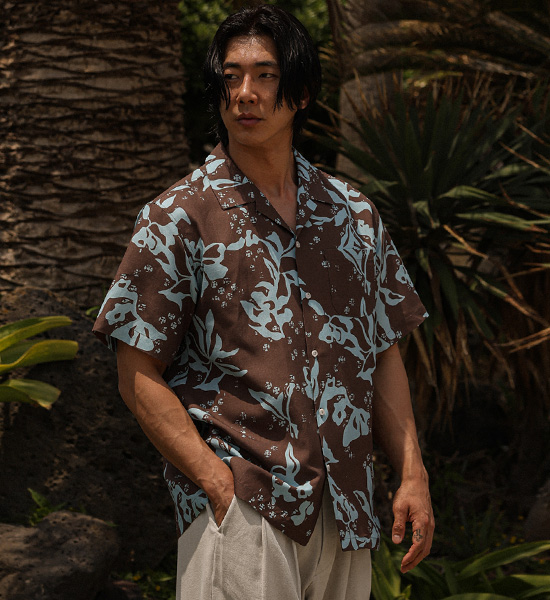 (XL-6XL)<br>리오세아 亚麻 开领 短袖衬衫 N008