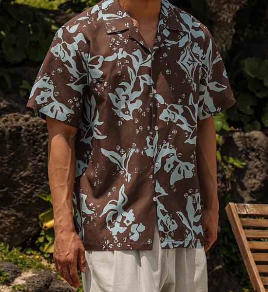 (XL-6XL)<br>리오세아 亚麻 开领 短袖衬衫 N008