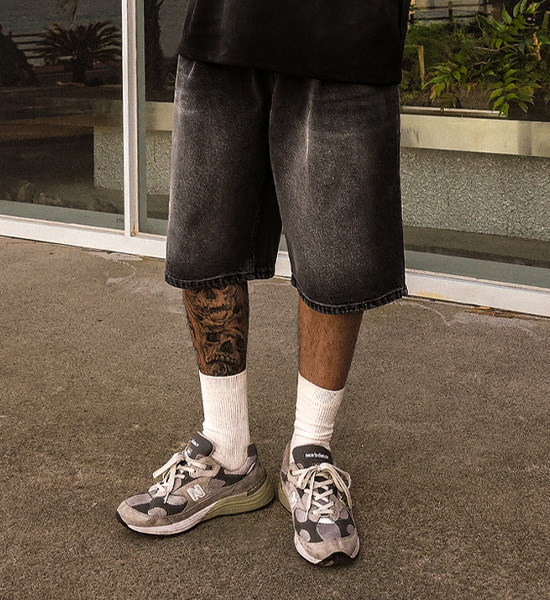 (XL-6XL)<br>크루노프 百慕大 牛仔束腰短裤 40