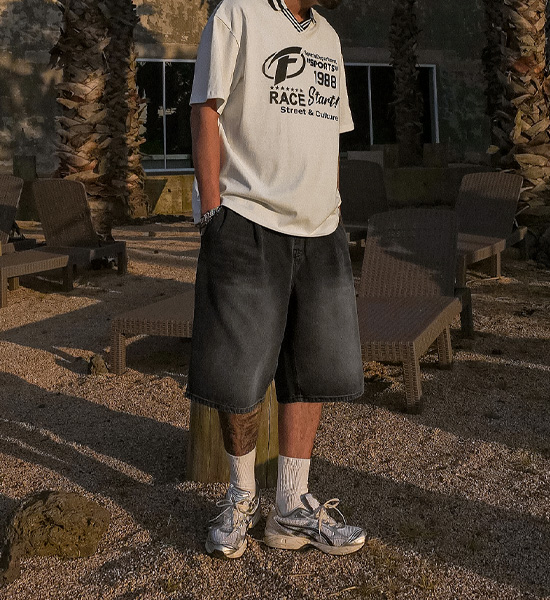 (XL-6XL)<br>크루노프 百慕大 牛仔束腰短裤 40