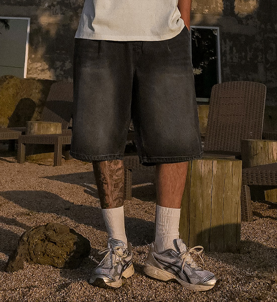 (XL-6XL)<br>크루노프 百慕大 牛仔束腰短裤 40