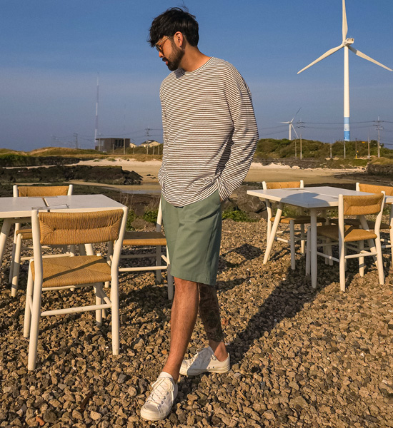 (S-5XL)<BR>할프빌 后松紧带 短裤 S95