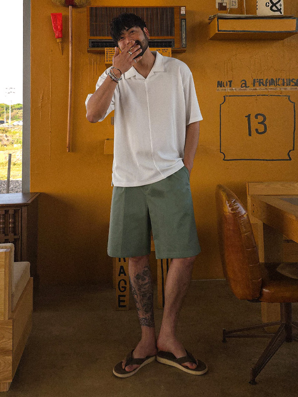 (S-5XL)<BR>할프빌 后松紧带 短裤 S95