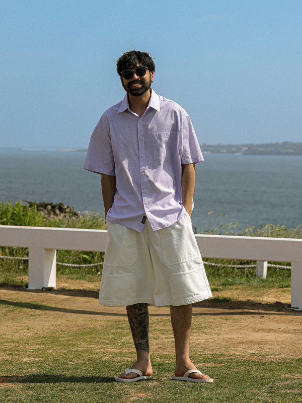 (XL-6XL)<br>티플린 条纹 短袖衬衫 N011