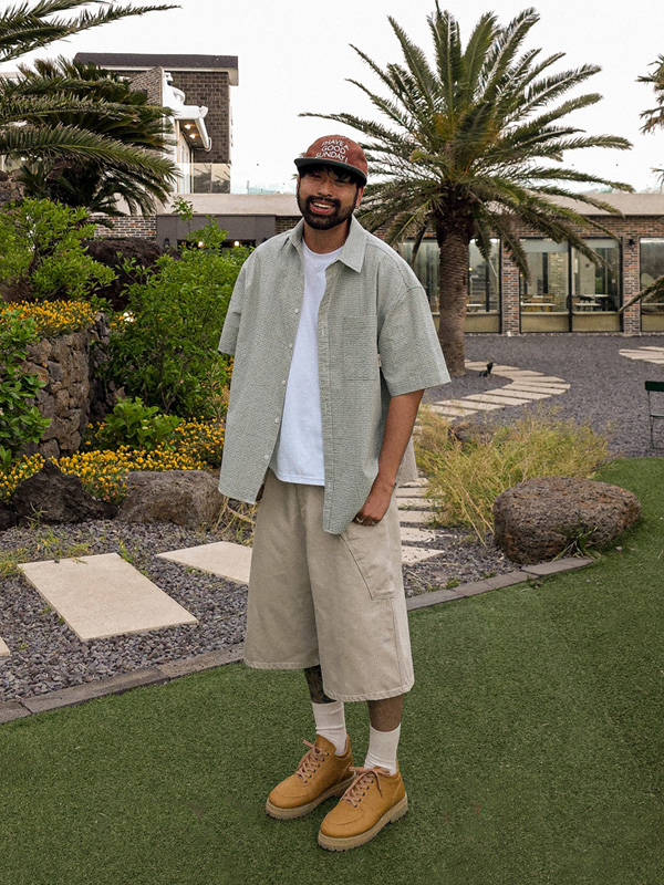 (XL-6XL)<br>하르마크 格子短袖衬衫 N013