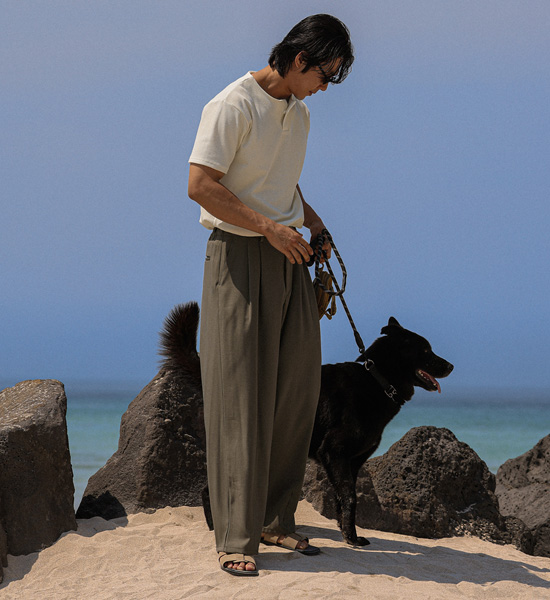 (L-5XL)<br>벨론 亨利颈 短袖T恤<br><font color="#fb5ec9"><B>[1+1]</B></font>