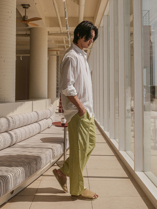 (L-5XL)<br>피아자노 亚麻衬衫 N006