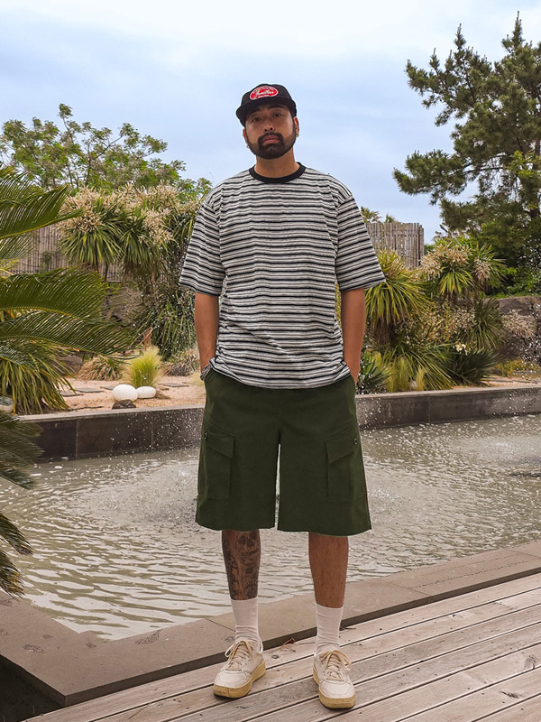 (L-5XL)<BR>라린야 条纹 短袖T恤