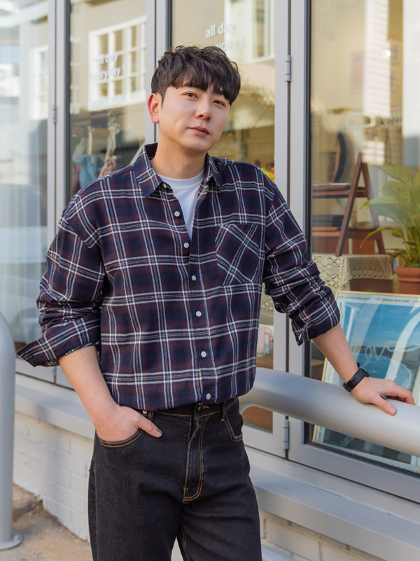 (L~5XL)<br>일년쯤 格子衬衫