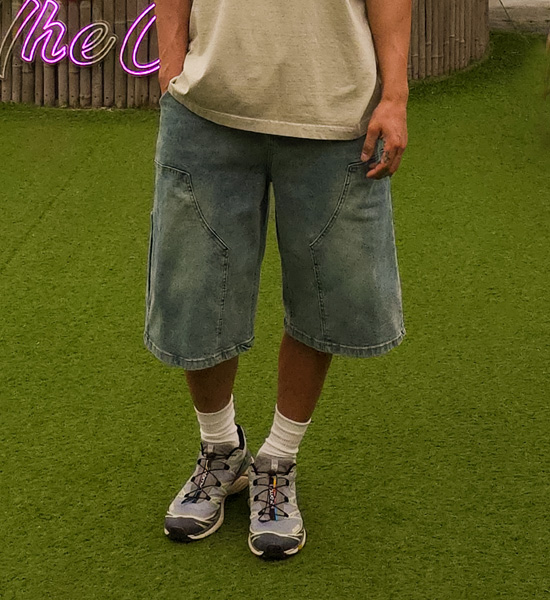 (M-4XL)<BR>아바칸 百慕大 牛仔束腰短裤 692