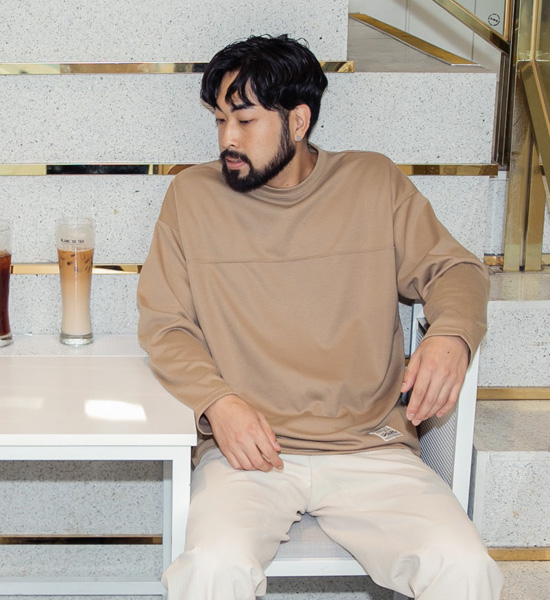 (M-5XL)<br>꺼내입어요 切口 长袖t恤<br><font color="#fb5ec9"><B>[1+1]</B></font>