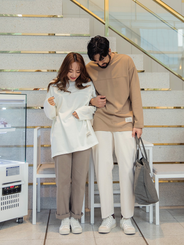 (M-5XL)<br>꺼내입어요 切口 长袖t恤<br><font color="#fb5ec9"><B>[1+1]</B></font>