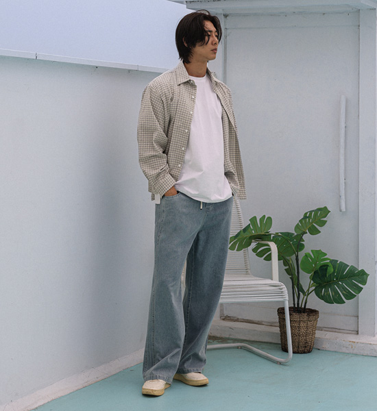 (XL-6XL)<BR>토르카만 半宽配合 牛仔松紧带裤 9513