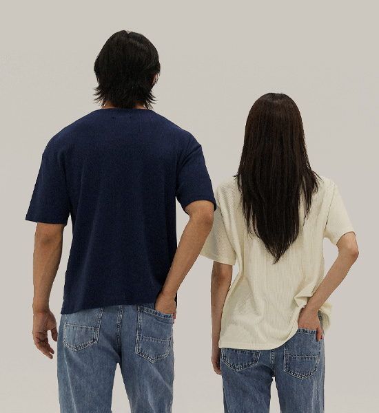 (L-5XL)<br>벨론 亨利颈 短袖T恤<br><font color="#fb5ec9"><B>[1+1]</B></font>