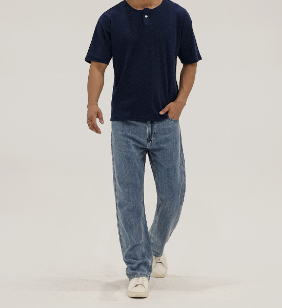 (L-5XL)<br>벨론 亨利颈 短袖T恤<br><font color="#fb5ec9"><B>[1+1]</B></font>