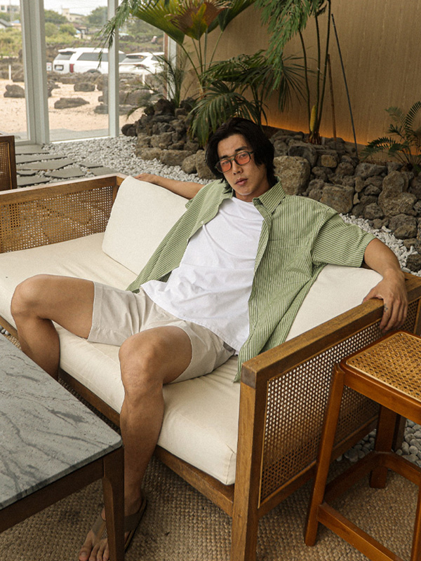 (XL-6XL)<br>비트차 条纹 短袖衬衫 N012