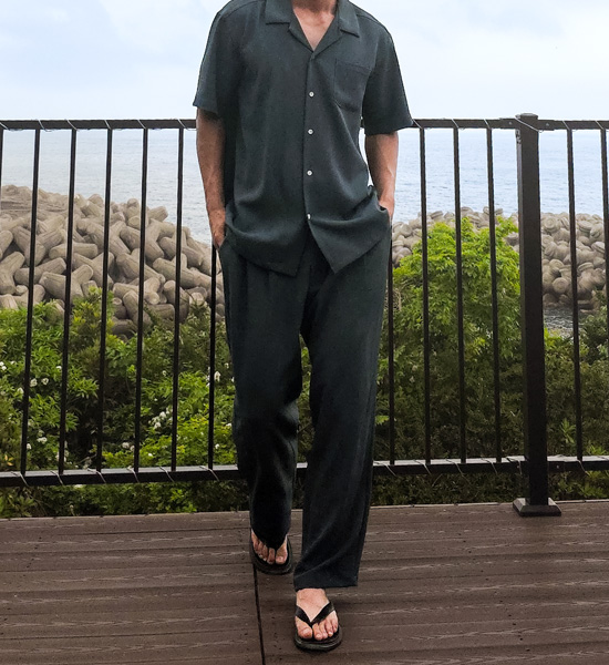 (XL-6XL)<BR>피온키 开领 短袖衬衫 SET003-N+미슈키 半宽配合 뒷밴딩팬츠 SET003-P