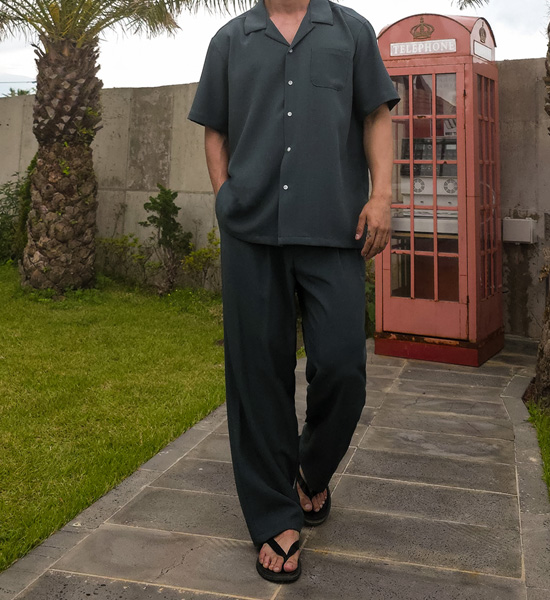 (XL-6XL)<BR>피온키 开领 短袖衬衫 SET003-N+미슈키 半宽配合 뒷밴딩팬츠 SET003-P