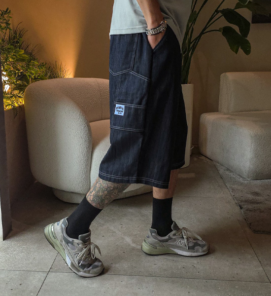 (XL-6XL)<br>스프리몽 无洗牛仔裤 百慕大 松紧带短裤