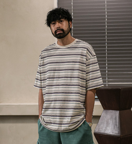 (L-5XL)<BR>주프카 条纹 短袖T恤