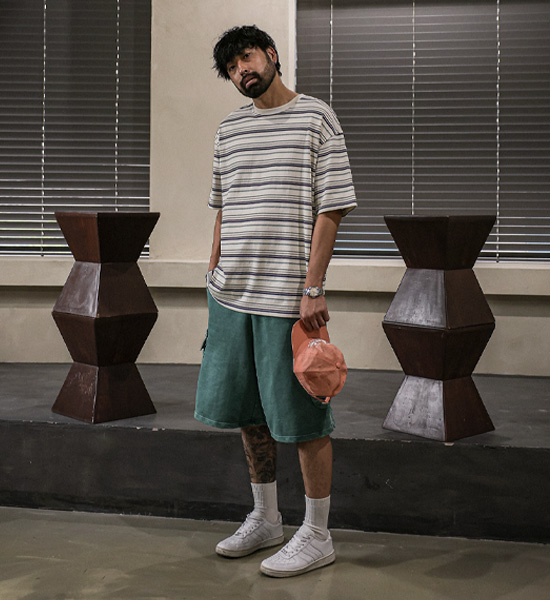 (L-5XL)<BR>주프카 条纹 短袖T恤