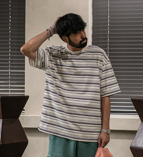 (L-5XL)<BR>주프카 条纹 短袖T恤