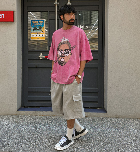 (XL-6XL)<BR>로차노 颜料 短袖T恤 T315