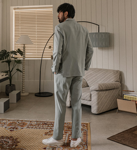 (M-4XL)<br>비스마야 修身 옆밴딩슬랙스