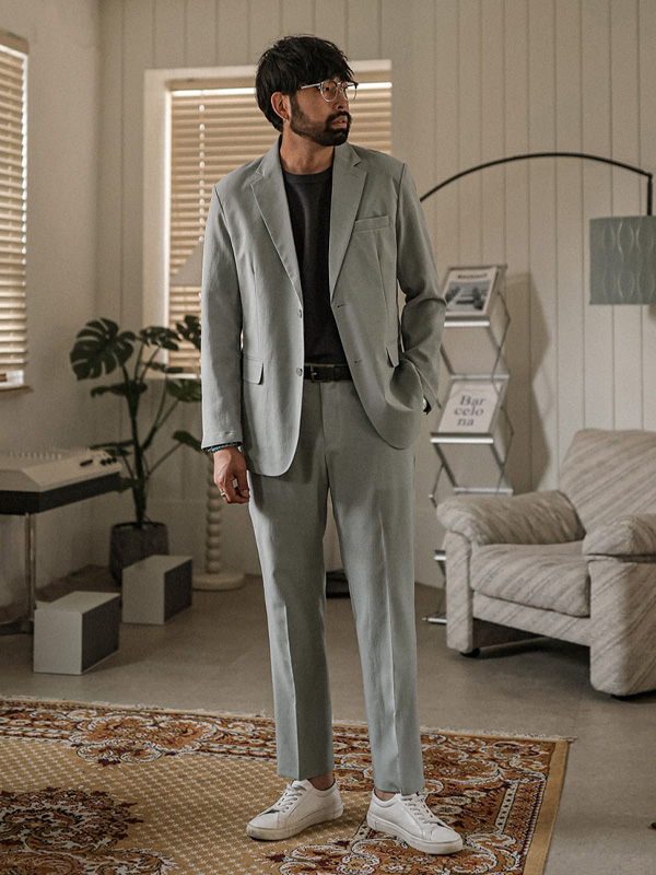 (M-4XL)<br>비스마야 修身 옆밴딩슬랙스