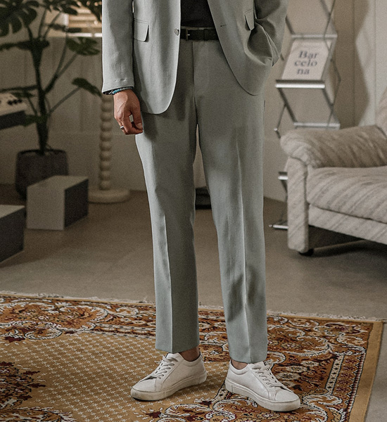 (M-4XL)<br>비스마야 修身 옆밴딩슬랙스