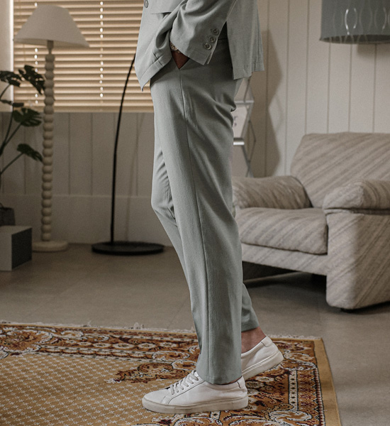 (M-4XL)<br>비스마야 修身 옆밴딩슬랙스