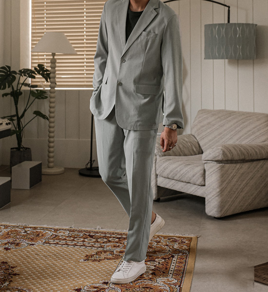 (M-4XL)<br>비스마야 修身 옆밴딩슬랙스