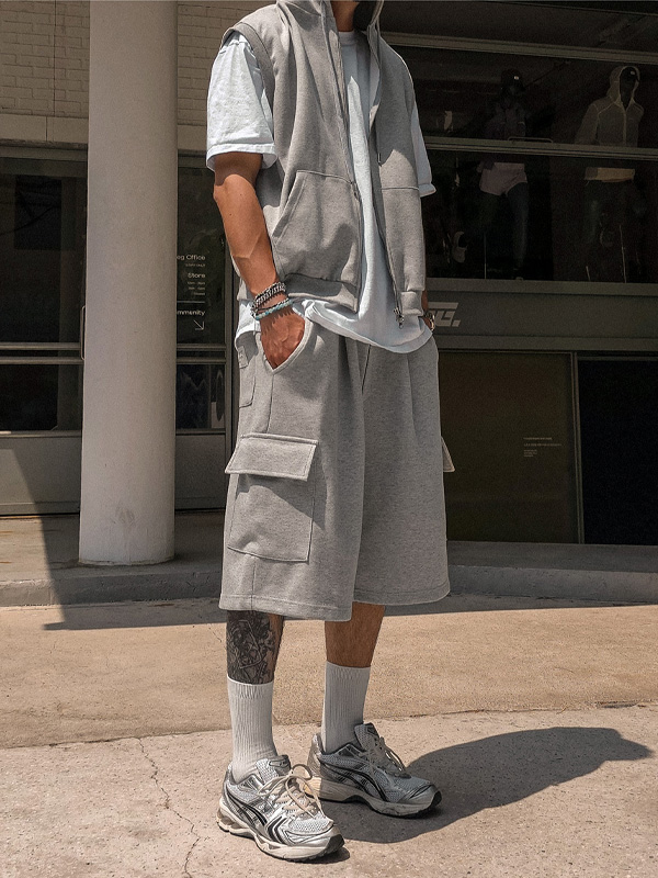 (XL-5XL)<br>카야니 후드조끼집업+포르카모 货物绑带短裤