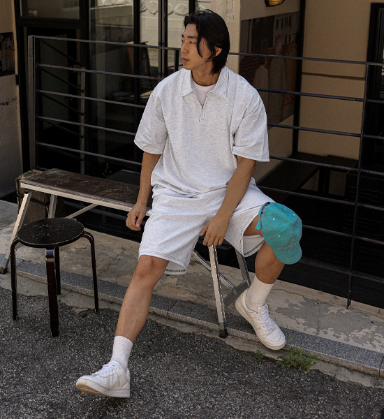 (2XL-5XL)<br>오이티 카라반팔티+마르틴키 松紧带短裤