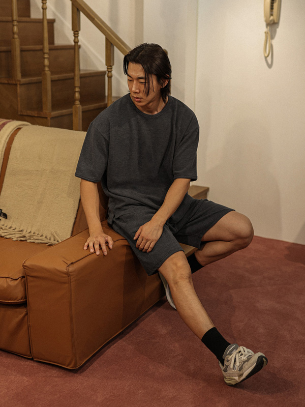 (L-5XL)<br>브루피 엠보반팔티+클로닝 엠보밴딩반바지