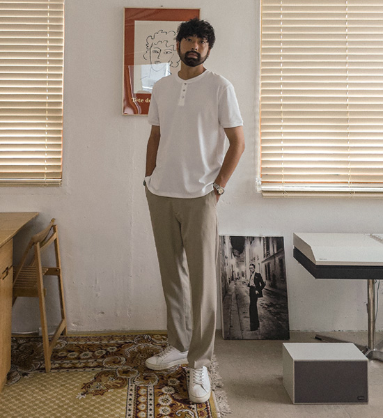 (L-5XL)<br>클라다보 亨利颈 短袖T恤