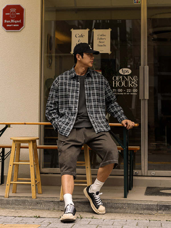 (XL-6XL)<BR>카파야탄 格子衬衫