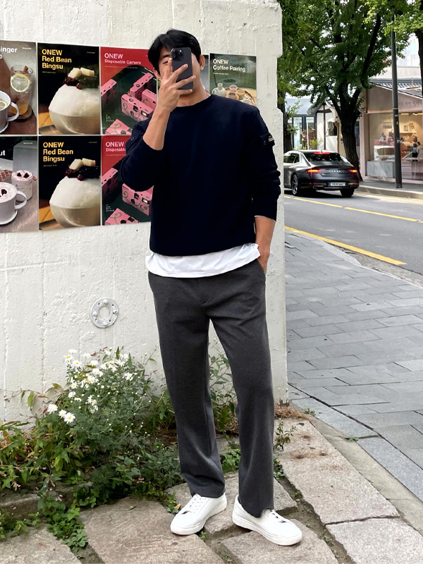 (L-5XL)<br>부타츠 针织衫(领/圆领)