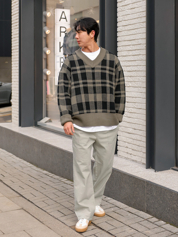 (L-5XL)<br>처음봤을때 格子 针织衫