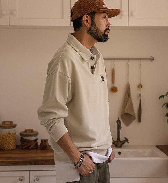 (M-6XL)<BR>바야즈 华夫饼 Polo衫/保罗衫 3383