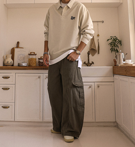 (M-6XL)<BR>바야즈 华夫饼 Polo衫/保罗衫 3383