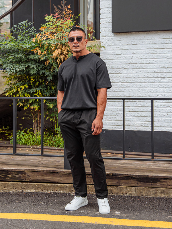 (L-5XL)<br>파라오 亨利颈 短袖T恤