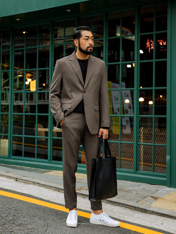 (S~5XL)<BR>아이드잭 休闲西服+램버트 宽松长裤