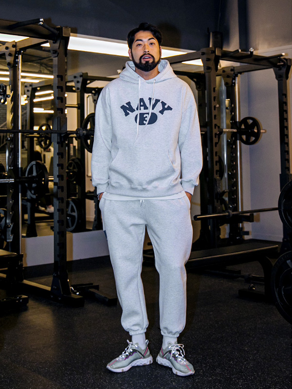 (L-5XL)<BR>맥닐 NAVY 带帽T恤+휘슬러 NAVY 运动服裤子