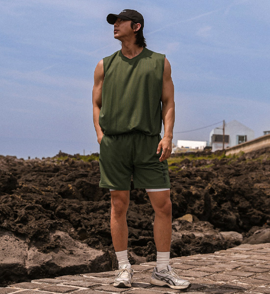 (M-6XL)<br>키트 레터링 메쉬나시<br><font color="#072c81"><B>[ W.DNA ]</B></font>