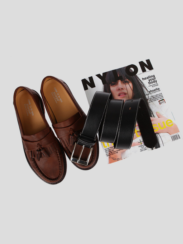 (可穿戴长达40英寸)<BR>적적한 皮革缝制腰带