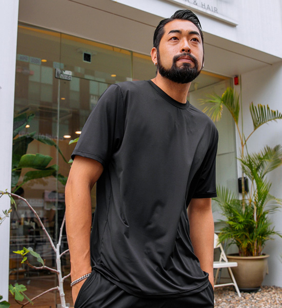 (M-6XL)<br>清凉 촉감 功能 短袖T恤<br><font color="#224f20"><B>*选择长度 (基础,长款+6cm)</B></font>